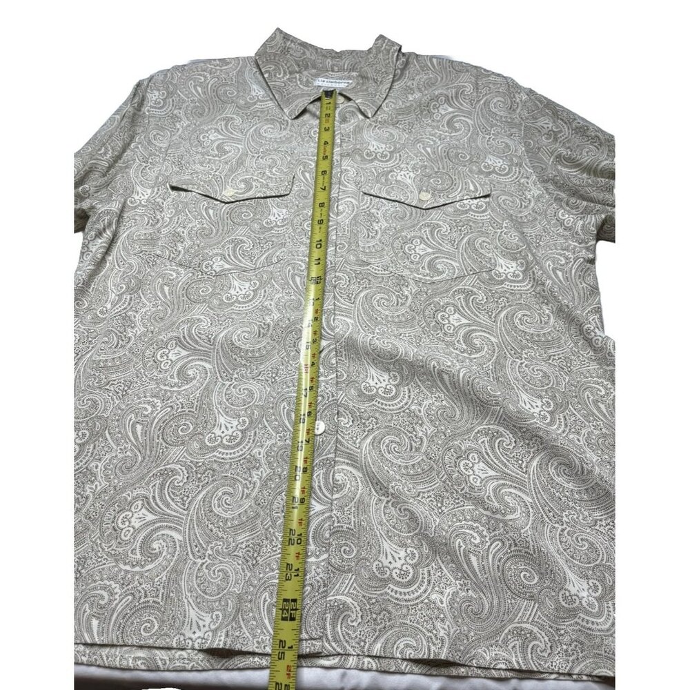 Liz Claiborne Collection Cream With Brown Paisley Pattern Button Down Size 10 - Picture 9 of 12